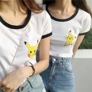 White Pokémon Pikachu Ringer Tee with Black Trim